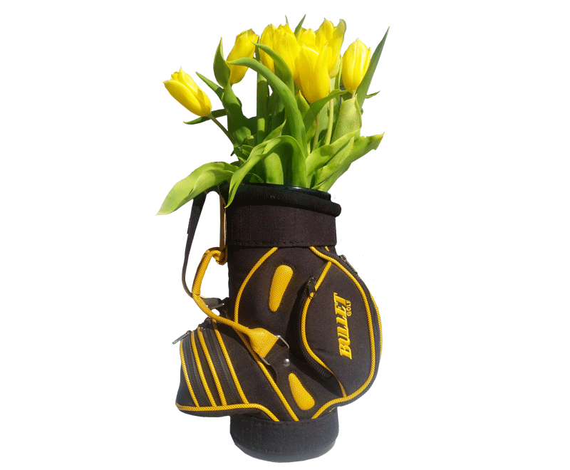 Weinkühler gefüllt mit Blumen, golfbag, golf bag cooler, golf bag accessories