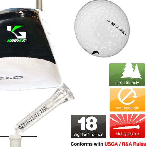 VS TEE, the world’s first spring loaded golf tee with an unbreakable urethane head covering a spring and super strong nylon fibre cord that allows the TEE a 360° rotation and lets your TEE relax when you swing. This TEE is durable enough to handle 18 rounds of golf and gets out of your club head’s way at the point of contact for a cleaner follow through. An economical choice over wooden tees