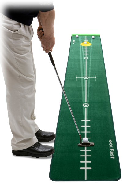 TRACK Putting Mat professional dual speed putting green designed to simulate different playing conditions and features the only path memory surface of its kind