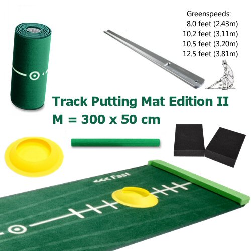 Track Putting Mat Developed ambitious team of putting specialists to replicate all challenges found on real golf course greens. A green with character that allows to be played in a variety of different ways. Suitable for left- and right-handed golfers